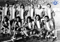 Júlio, Gomes, "Séninho", Peres, Cubillas, 1º plano; Ronaldo, Murça, Gabriel, Rolando, "Tibi", Leopoldo, em pé